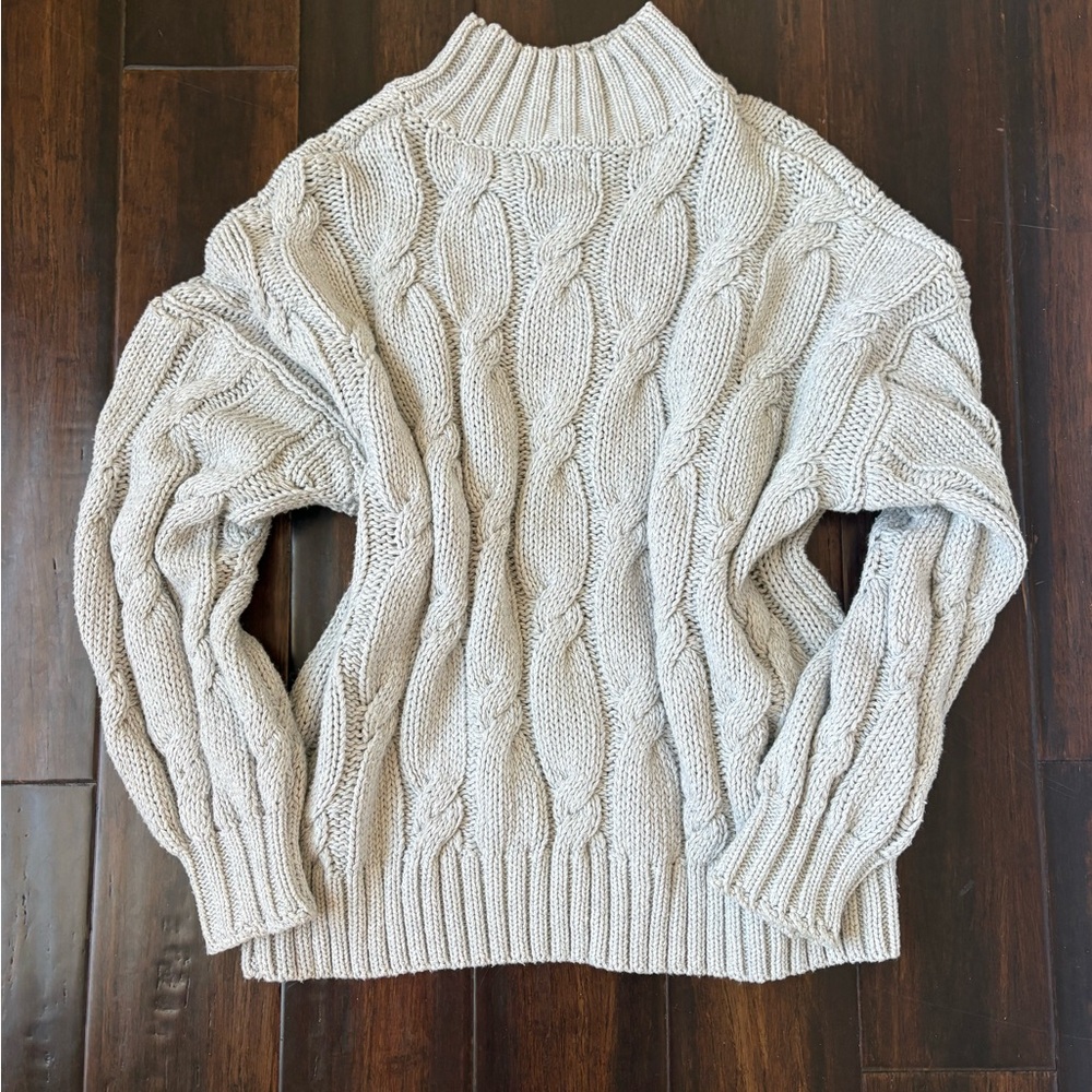 Princess Polly Chunky Cable Turtleneck Sweater - Grey